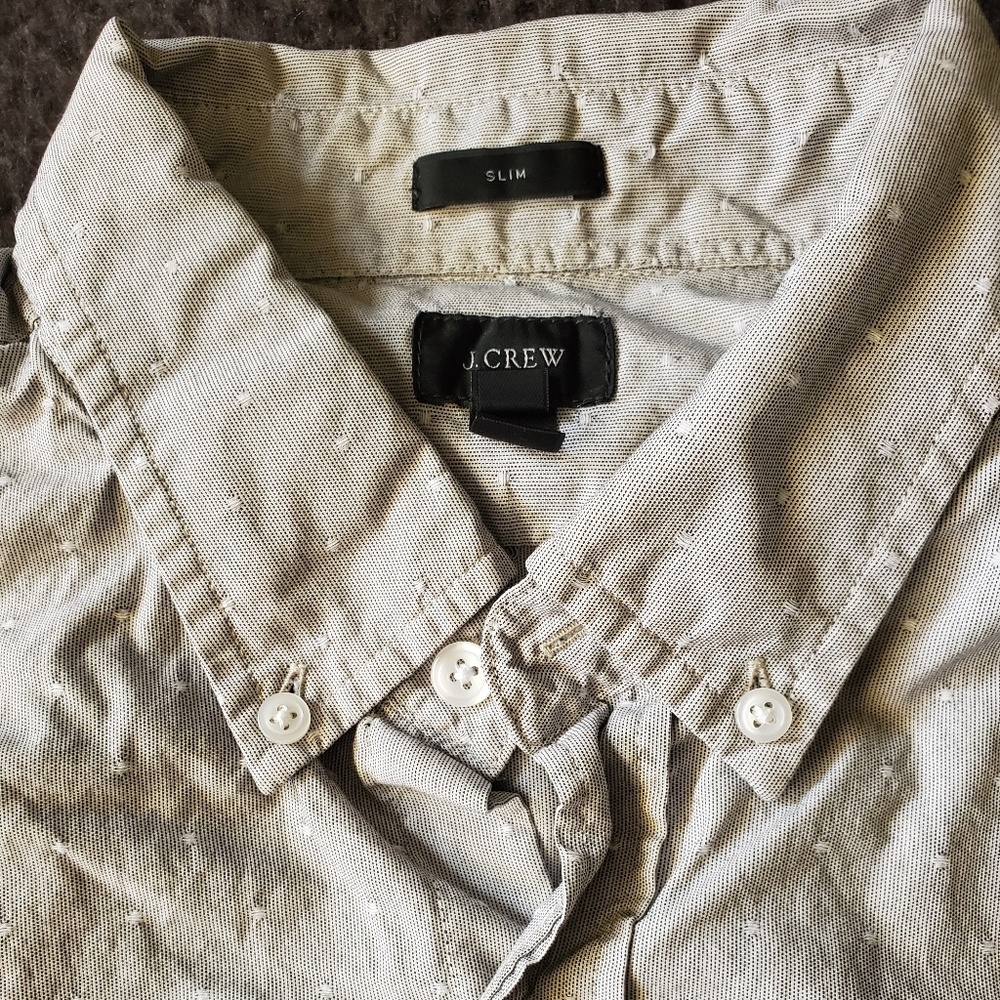 Slim fit L secret wash J. Crew pindot shirt